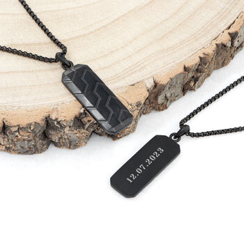 Personalised Men's Black Stone Dog Tag Necklace, 9 of 11