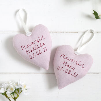 Personalised Hanging Heart Flowergirl Or Pageboy Gift, 3 of 12