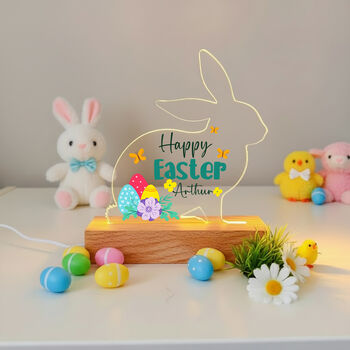 Happy Easter Bunny Gift LED Acrylic Night Light Plaque, 4 of 5
