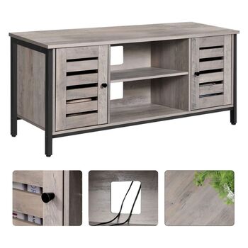 Industrial Tv Stand With Louvered Doors And Storage, 4 of 9