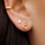 Gold Vermeil Faceted Circle Studs, thumbnail 2 of 7