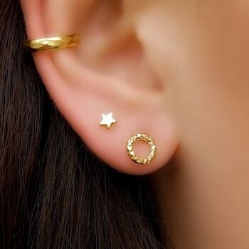 Gold Vermeil Faceted Circle Studs, 2 of 7