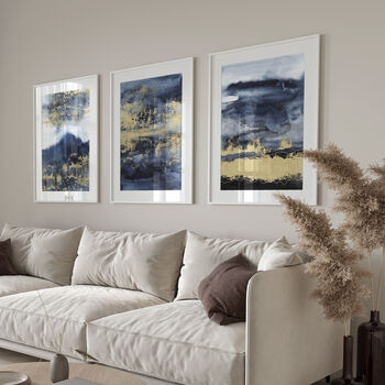 Watercolour Blue And Gold No.One, 4 of 7