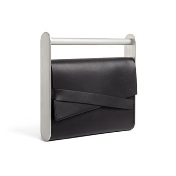 Black Contemporary Leather Clutch With Handle, 7 of 9