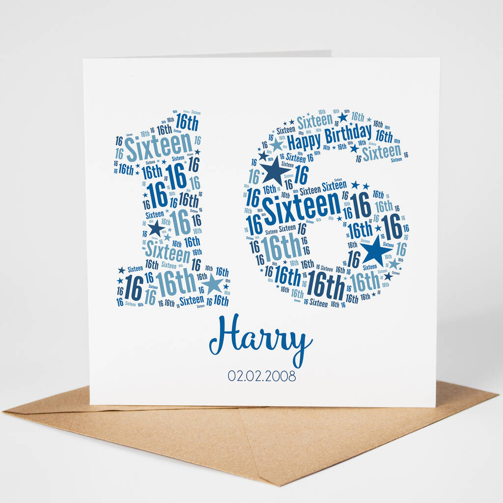 Personalised 16th Birthday Card For Him By Hope and Love ...