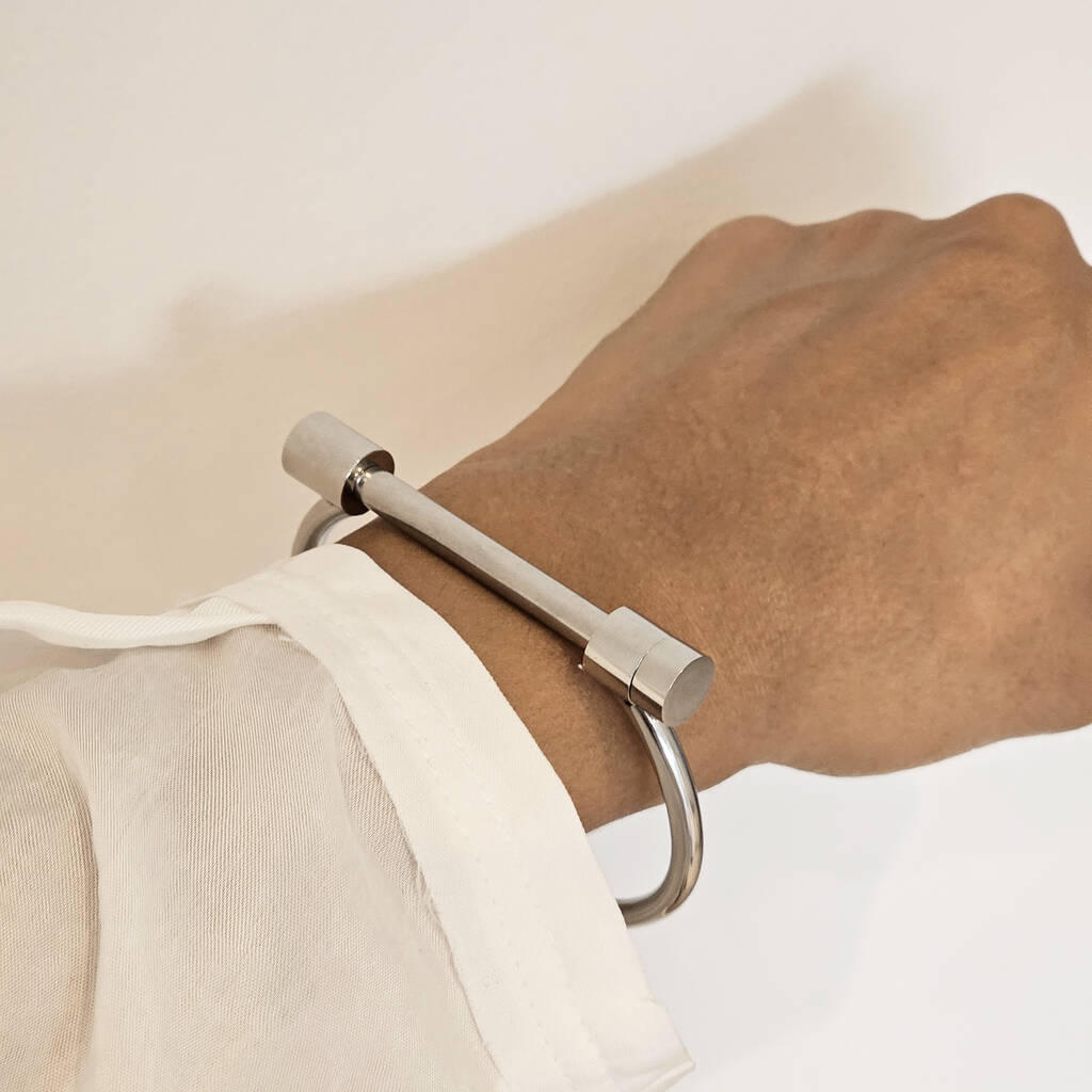 Screw Cuff Bangle Silver, 1 of 6