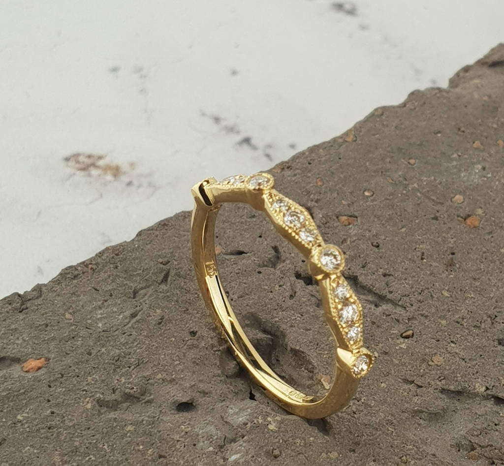 18ct Gold Diamond Set Delicate Eternity Ring, 1 of 7