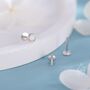 Sterling Silver Tiny 3mm White Opal Earrings, thumbnail 5 of 12