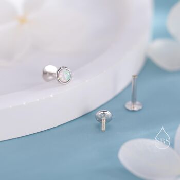 Sterling Silver Tiny 3mm White Opal Earrings, 5 of 12