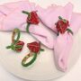 Strawberry Beaded Napkin Rings Red • Set Of Four, thumbnail 4 of 5