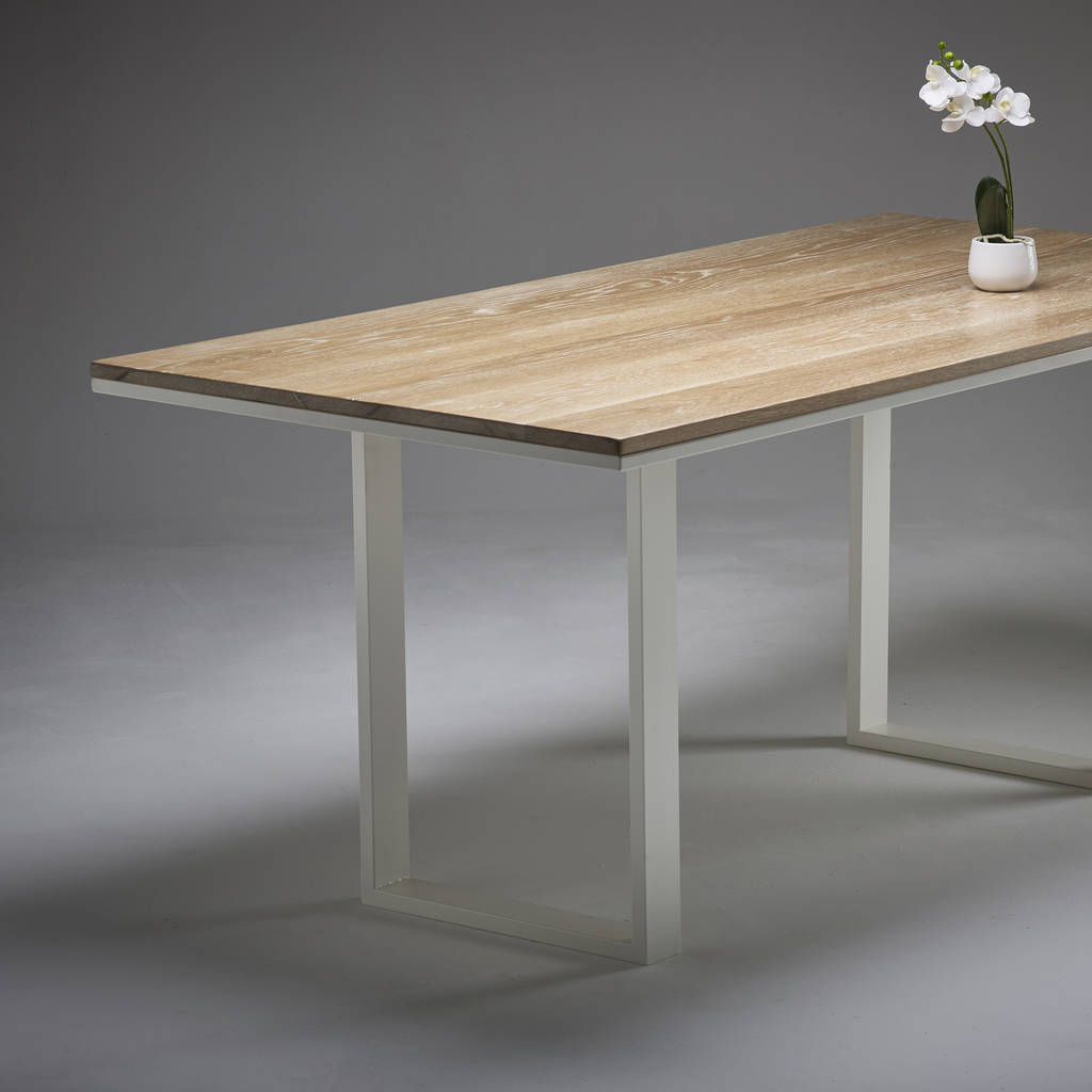 Whitewashed Oak Dining Table With Choice Of Steel Legs By Wicked