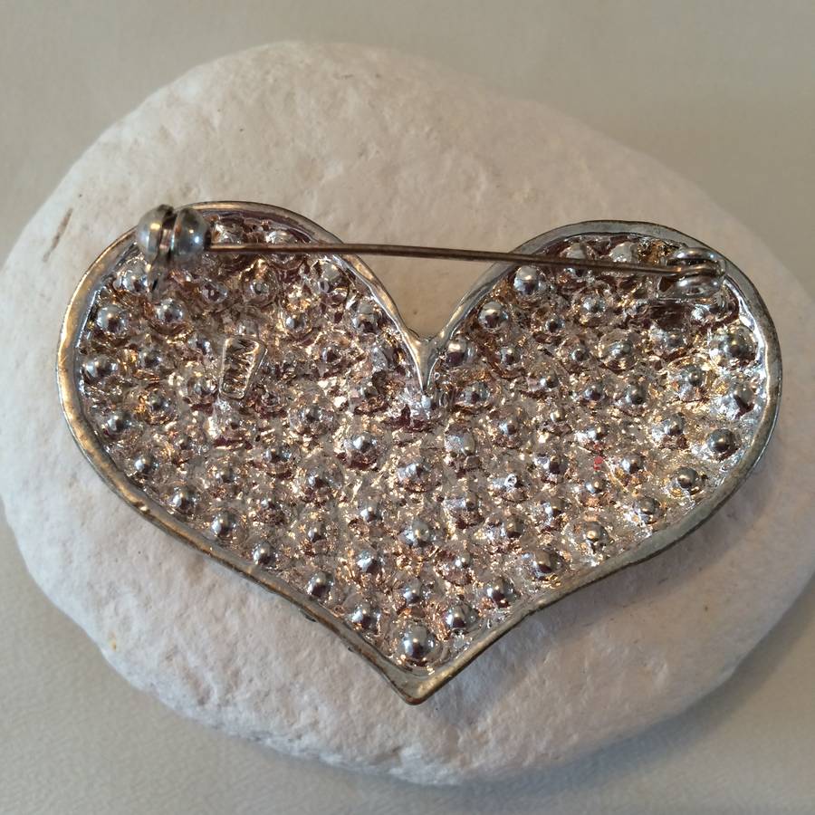 Large Diamante Heart Brooch By Iamia
