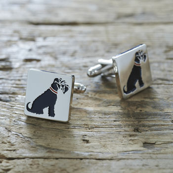 Daddy And Me Black Schnauzer Cufflinks And Dog Tag Set, 2 of 8