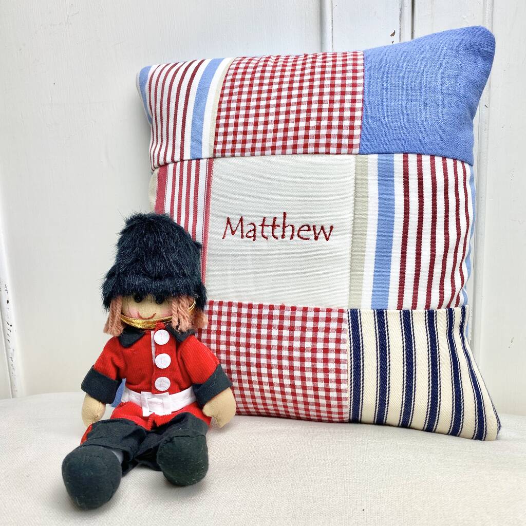 Blue Name Cushion By Tuppenny House Designs