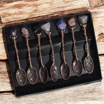 Gemstone Victorian Metal Teaspoon Set For Witchy Decor, 2 of 10