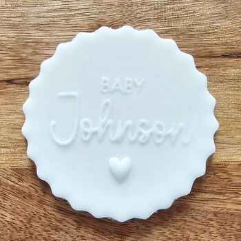 Personalised Baby Shower Debosser Cookie Stamp Cake Toppers, 5 of 6