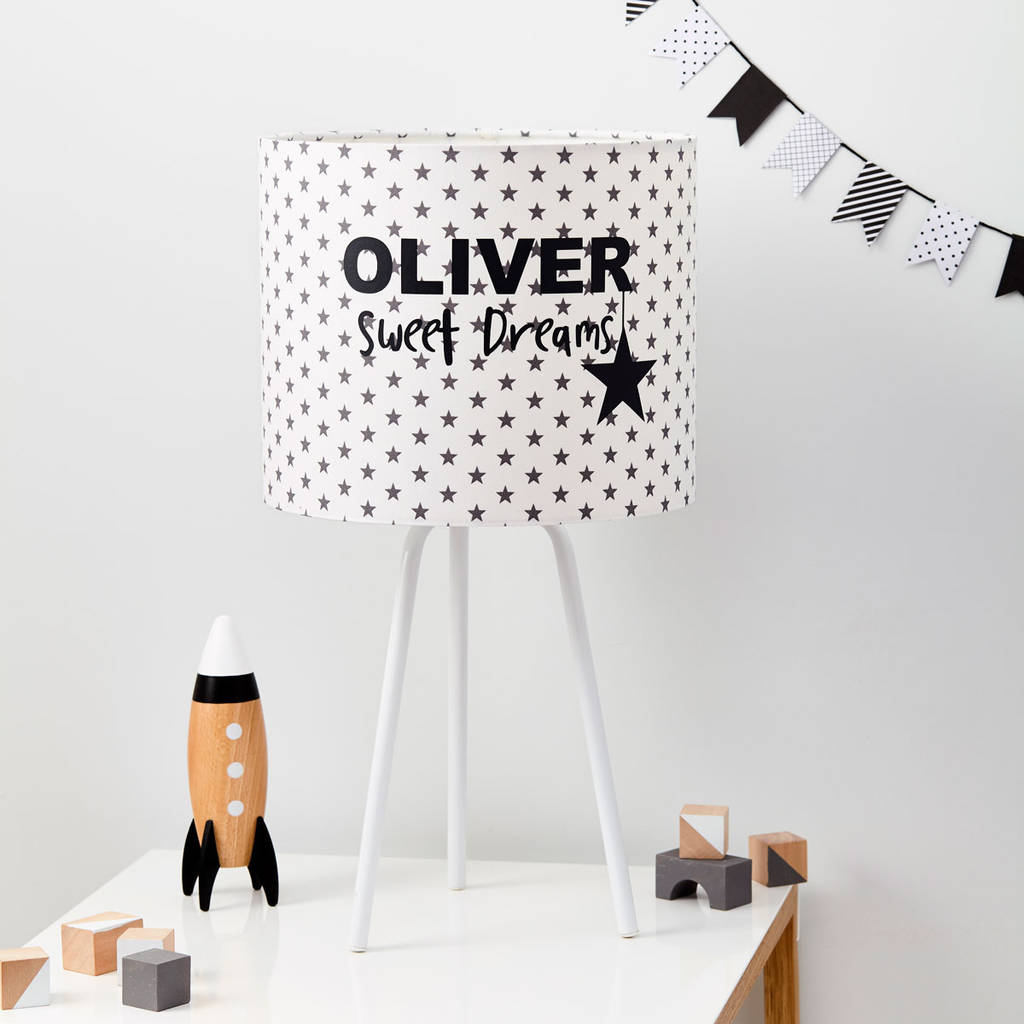 personalised grey star handmade nursery lampshade by tilliemint