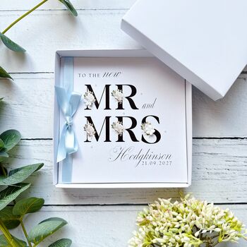 Handmade And Personalised Floral Wedding Card Any Colour Ribbon, 9 of 11