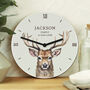 Personalised Watercolour Stag Wooden Clock – Christmas Gift, thumbnail 3 of 4