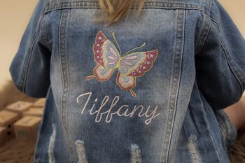 Personalised Embroidered Butterfly Children's Denim Jacket, 7 of 8