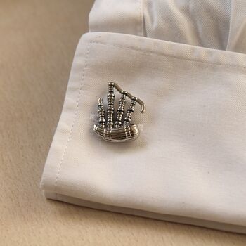 Bagpipe Silver Cufflinks Gift For Musicians 316 L Stainless Steel, 4 of 6