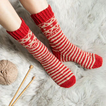 Striped Fair Isle Socks Knitting Kit, 2 of 9
