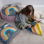 Super Soft Children's Kids Velvet Cushion Rainbow Grey, thumbnail 2 of 6