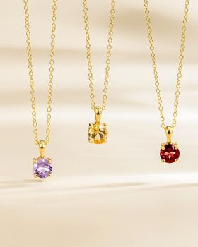 Citrine Solitaire Pendant Necklace In Sterling Silver And Gold, 3 of 11