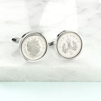 Personalised 21st Or 18th Birthday Five Pence Cufflinks, 3 of 12