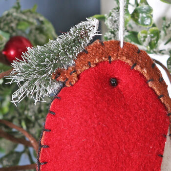 Felt Robin With Christmas Tree Decoration, 2 of 2