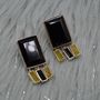 Black Onyx, Raw Sapphire Sterling Silver Earrings, thumbnail 2 of 8