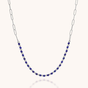 Gem Shine Lapis Necklace With Paperclip Chain, 3 of 7