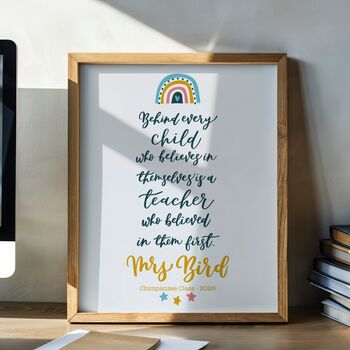 Behind Every Child Print Personalised Teacher Gift, 12 of 12
