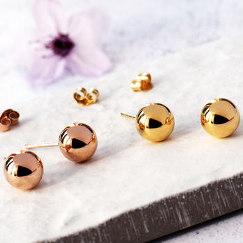 Rosegold Or Gold Ball 6mm Stud Earrings, 3 of 9