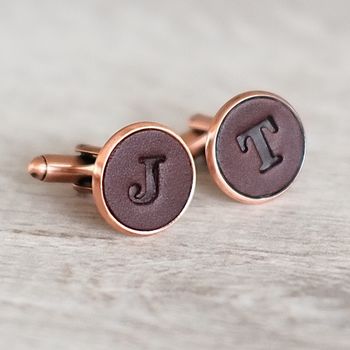 Personalised Leather Cufflinks Anniversary Gift, 6 of 12