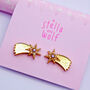 Gold Glitter Shooting Star Stud Earrings, thumbnail 3 of 6