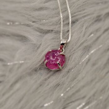 Raw Ruby Pendant Sterling Silver Chain Necklace, 9 of 12