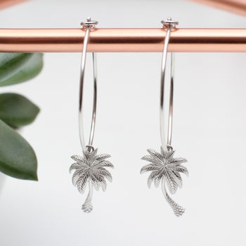 Sterling Silver Or Gold Plated Palm Tree Hoop Earrings, 3 of 7