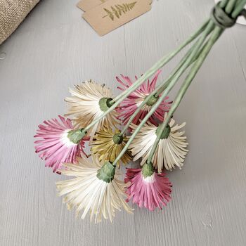 Handcrafted Wooden Pink And Cream Flower Bouquet, 3 of 5