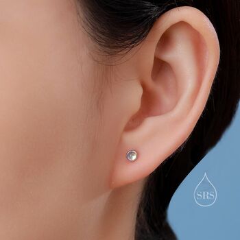 Moonstone Stud Earrings In Sterling Silver, 9 of 12