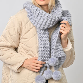 Pom Pom Scarf Beginner Knitting Kit, 2 of 10