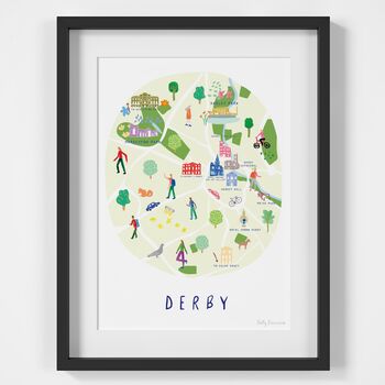 Map Of Derby City, Derbyshire Illustrated Art Print, 2 of 4