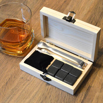 Personalised Whisky Stones Gift In Pine Wood Box, 2 of 4
