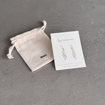 Love Grows Here Sterling Silver Leaf Drop Earrings, 10 of 12