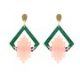 Green And Pink Art Deco Pop Earrings For Her, thumbnail 3 of 4