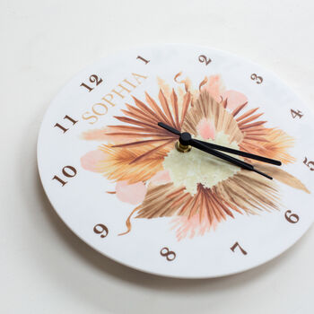 Dried Foliage And Pampas Personalised Wall Clock, 4 of 5