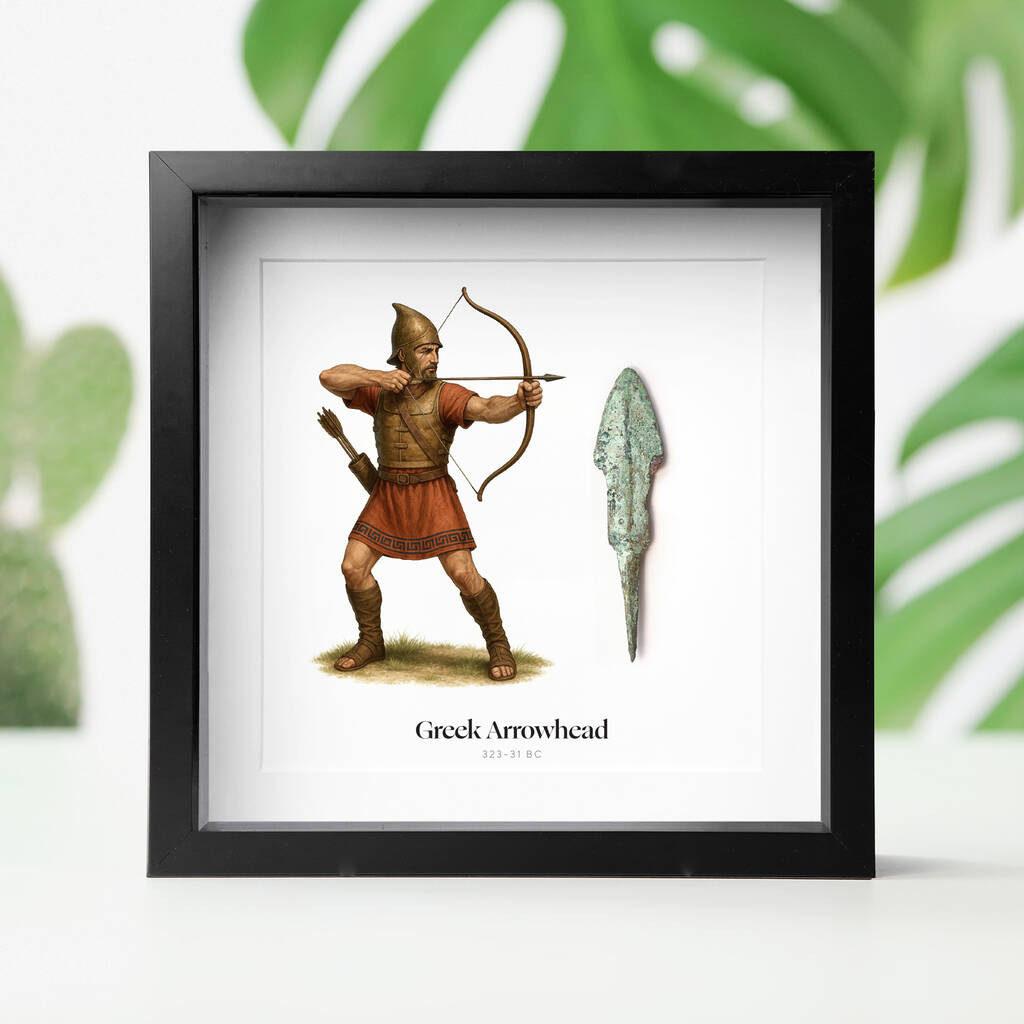 Greek Arrowhead Authentic Human History Artefact Illustration Wall Hanging Frame, 1 of 3