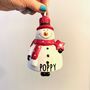 Personalised Ceramic Christmas Snowman Bell Decoration, thumbnail 2 of 3