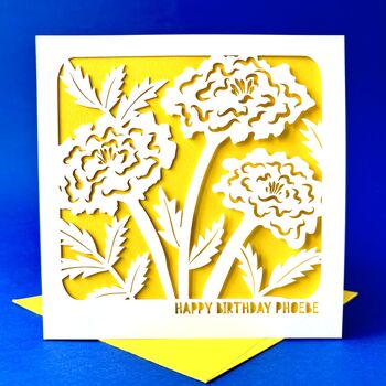 Personalised October Marigold Birth Flower Card, 3 of 4
