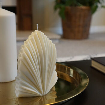 Large Palm Leaf Fan Natural Soy Wax Candle, 2 of 4